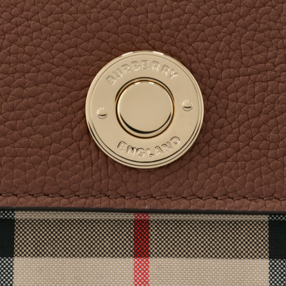 Burberry Brown Leather Crossbody Shoulder Bag with House Check Trim - Picture 5 of 8